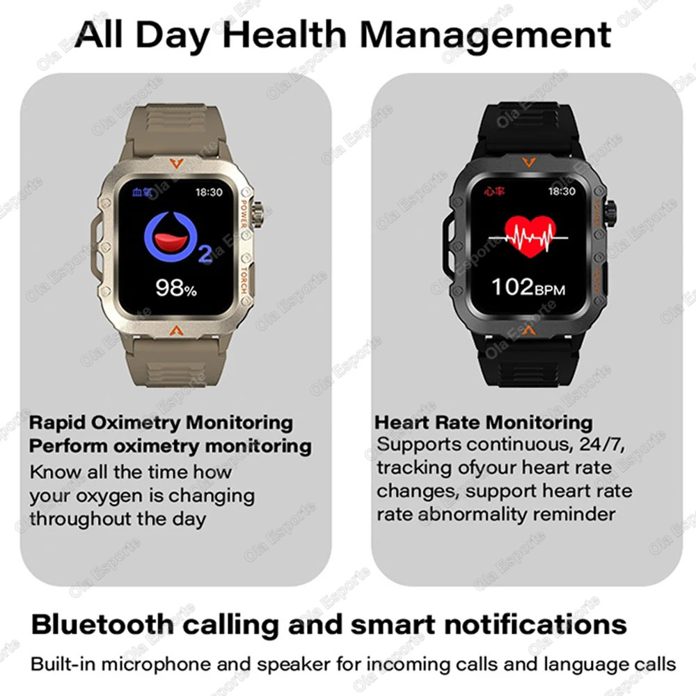 Men’s Smart Sports Watch with 1.71″ Screen, Blood Oxygen, Bluetooth, Multi-Sport