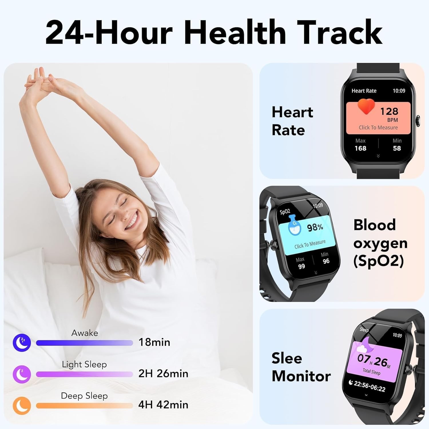 Smart Watch for Men Women 1.85″ Fitness Tracker with Bluetooth Calls