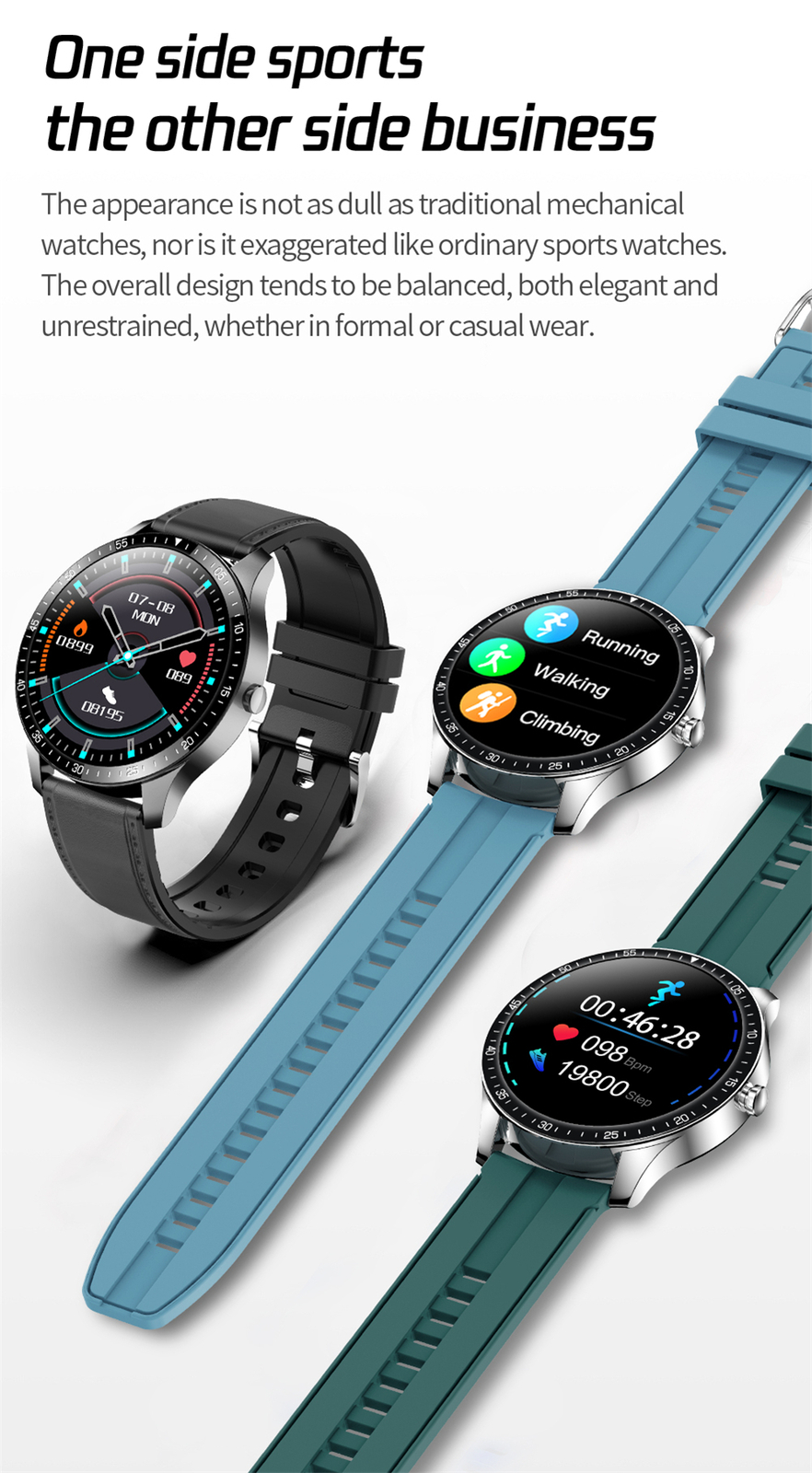 Smartwatch Fitness Tracker Sport Bracelet Business Call Wristwatch for Men