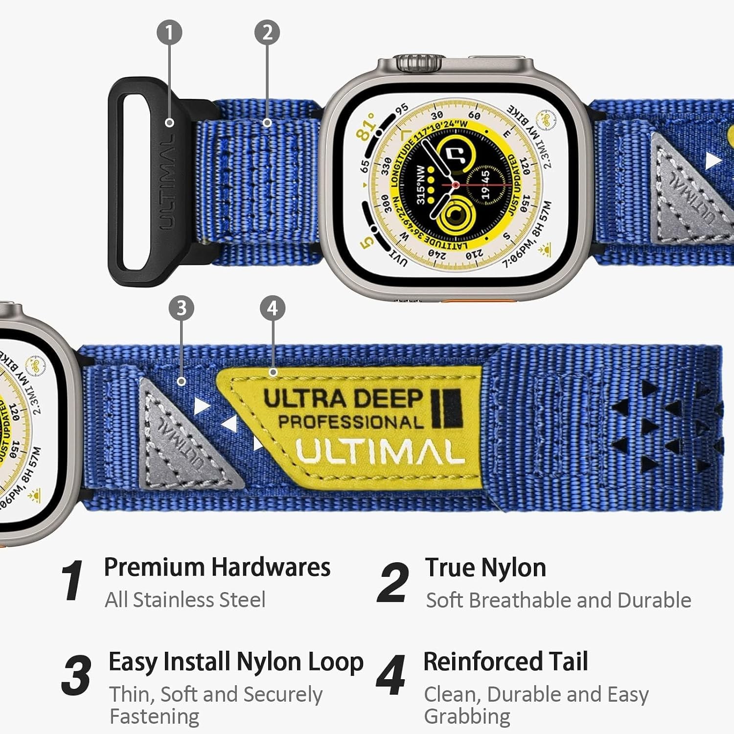 Nylon Strap Compatible with Apple Watch Series 3/2/1 49mm 46mm 45mm 44mm