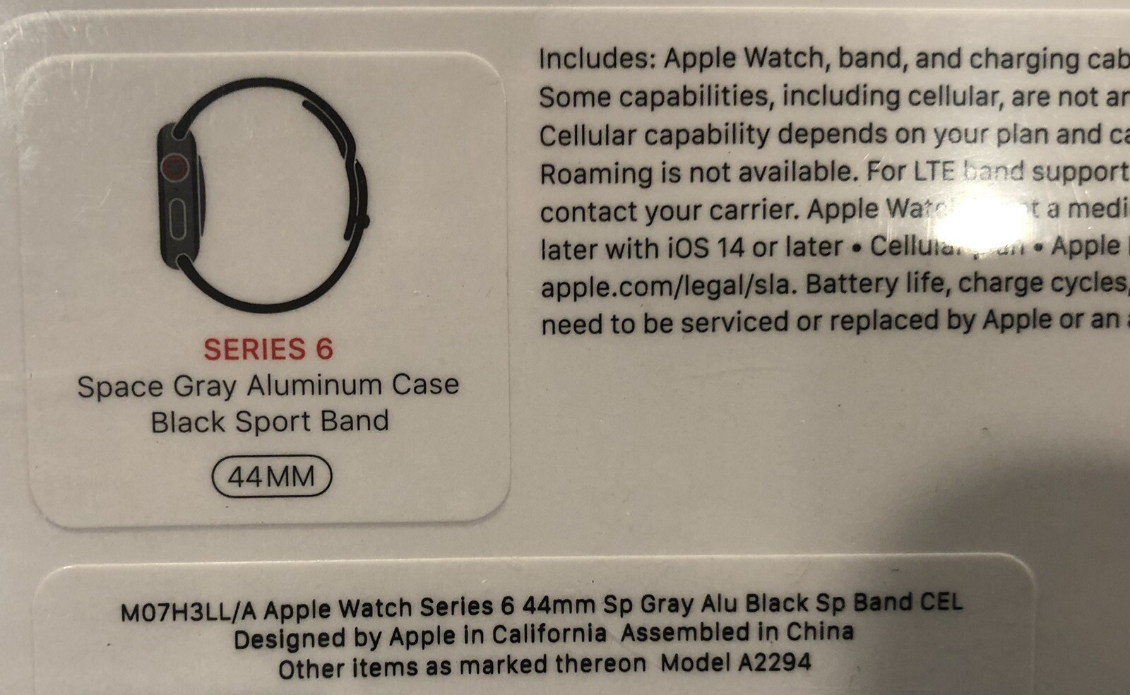 Apple Watch Series 6 44mm Space Gray Aluminum Case, Black Sport Band – Cellular