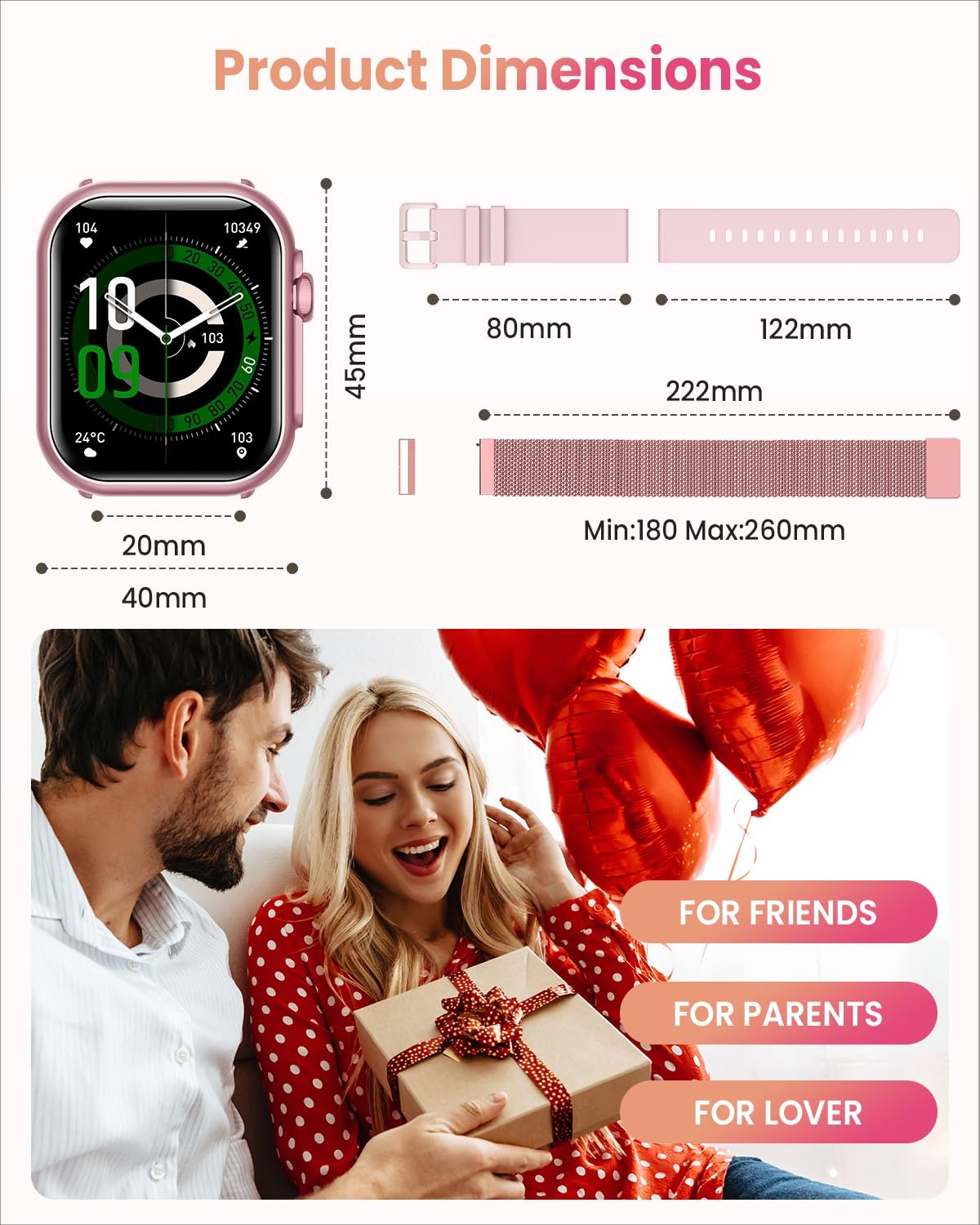 Smart Watches for Women, 1.85″ HD Smartwatch with Heart Rate/Sleep/Health Mon…