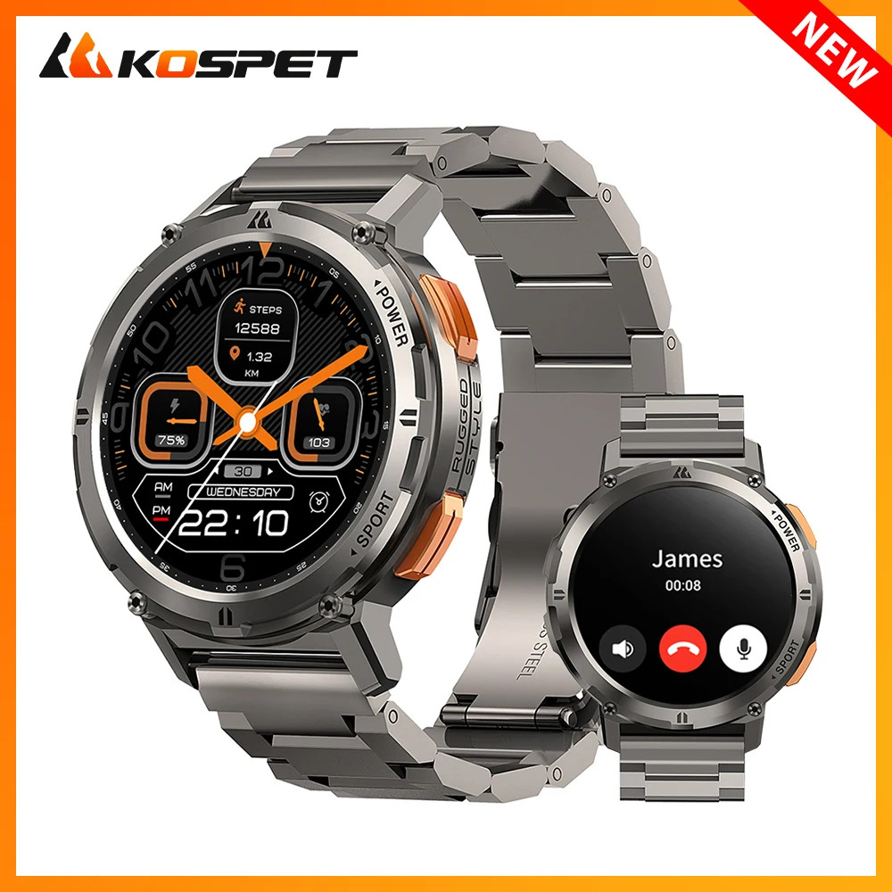 KOSPET TANK T2 Smartwatch AMOLED GPS Call 5ATM AOD Fitness Tracker