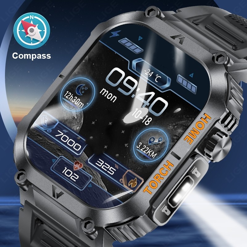 2025 Smart Watch for Men Call Receive/Dial Rugged Tactical Fitness Tracker Gift