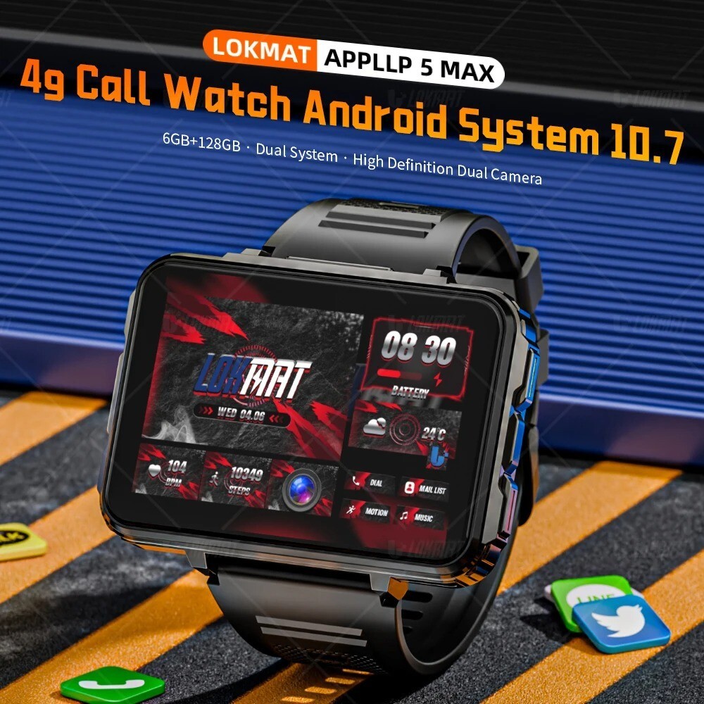 Android Watch Phone Square Big Screen Wifi 4G Calls Smartwatches Dual Camera