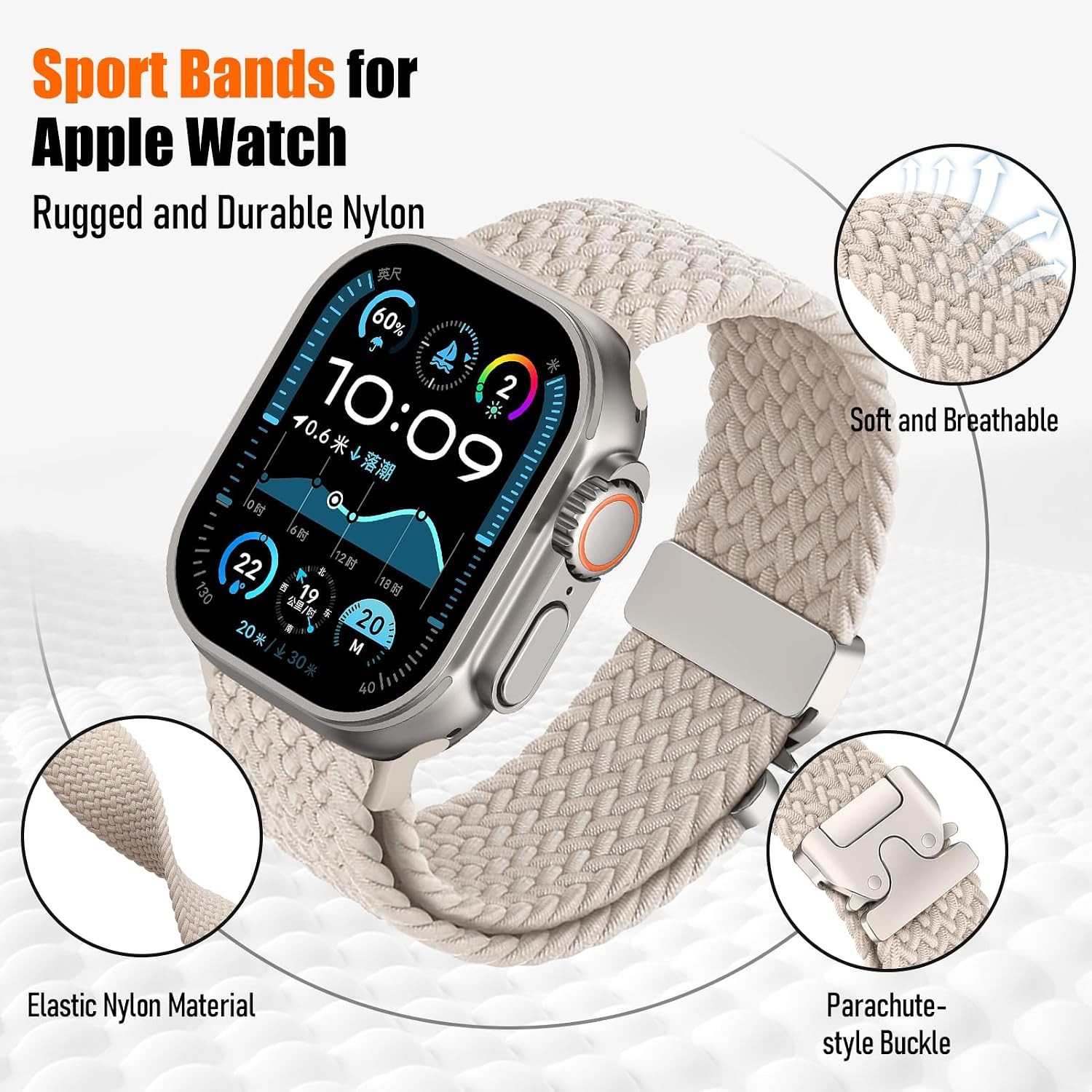 Braided Solo Loop Strap Compatible with Apple Watch Ultra 49mm 44mm