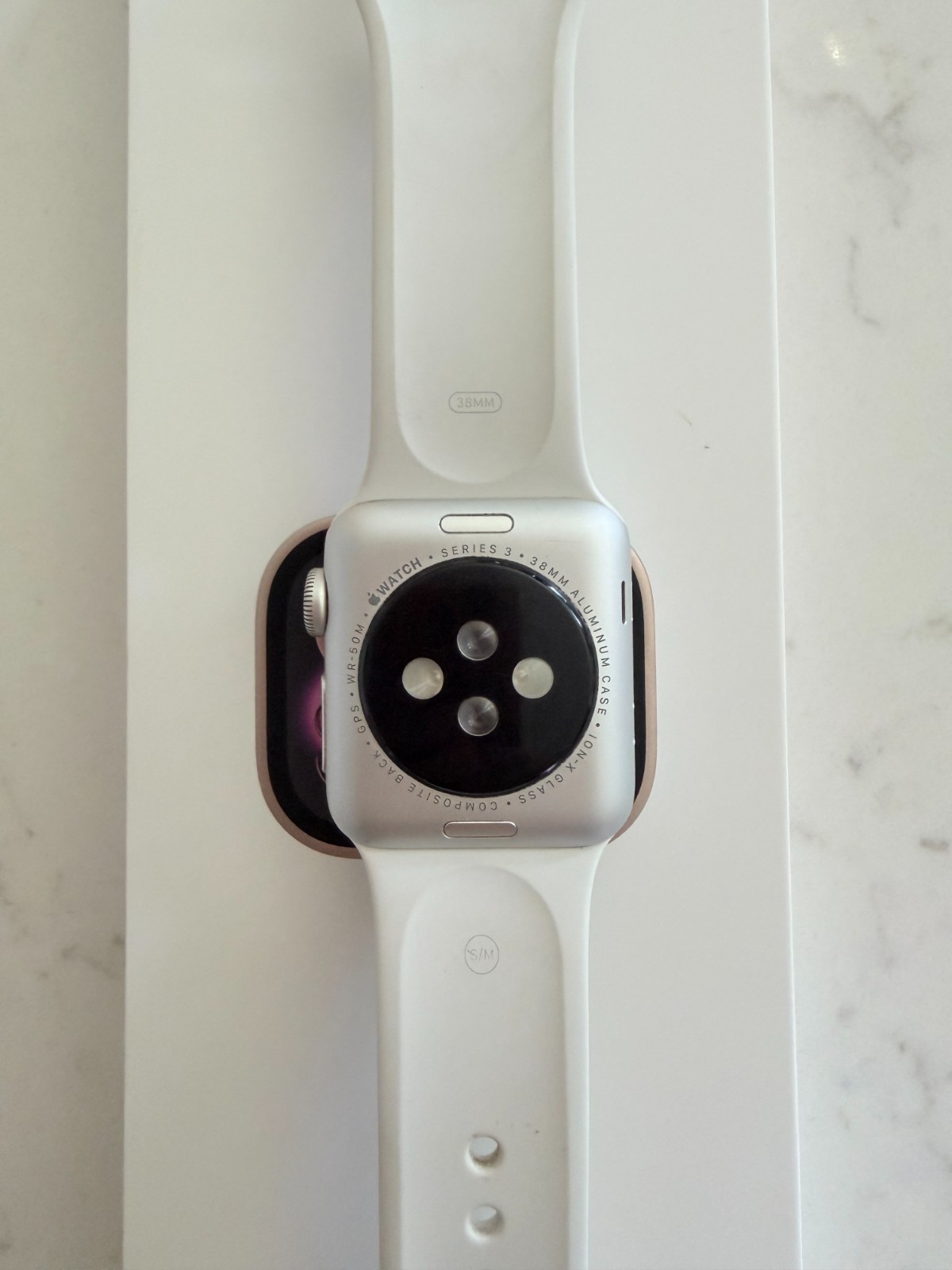 Apple Watch Series 3 – 38mm Silver Case White Sport Band (MTEY2LL/A)