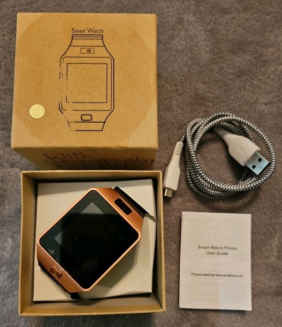 Smart Watch DZ09 Bluetooth Smartwatch with Camera Rose Case Brown Strap
