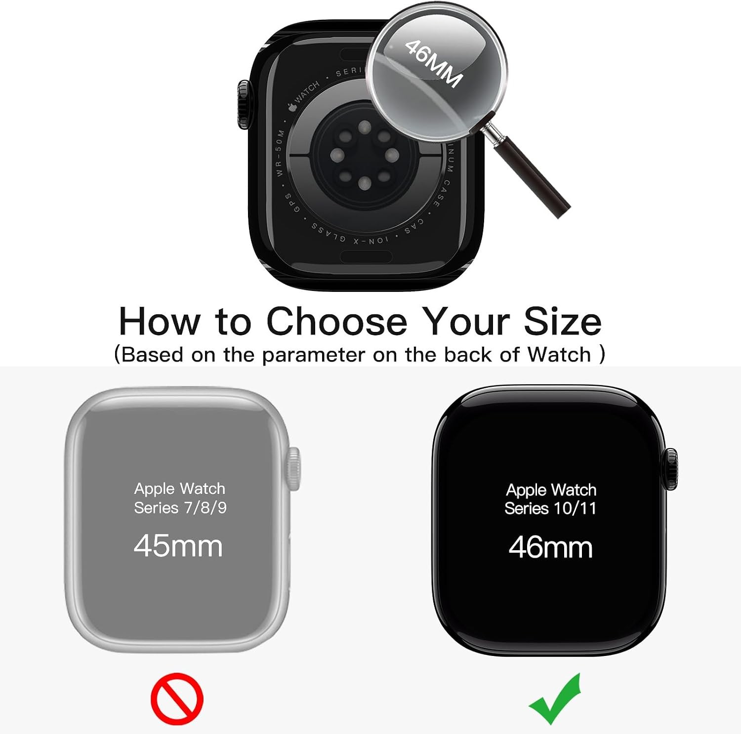 2 Pack Screen Protector Case for Apple Watch Series 11 46mm Metallic Luster Desi