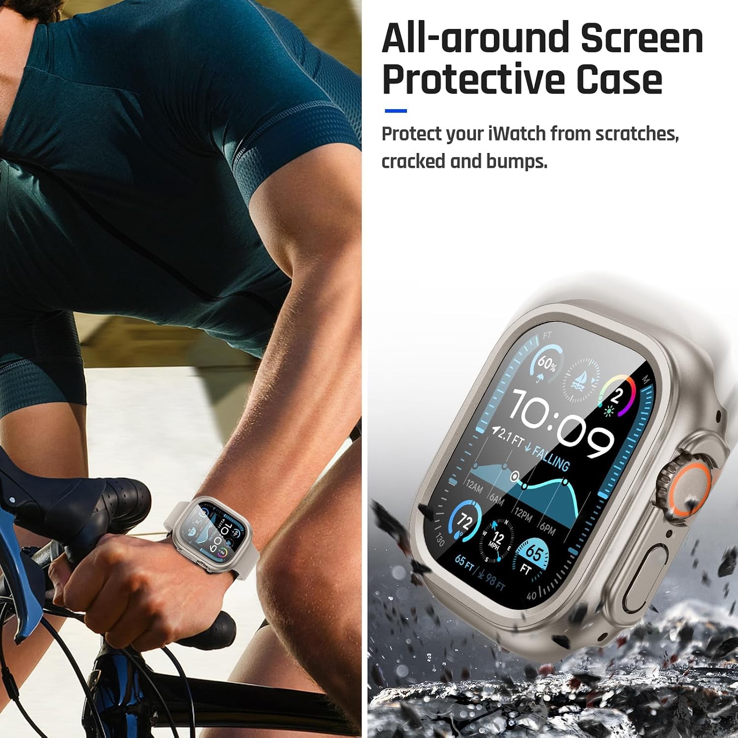 IP67 Waterproof Case with 9H Tempered Glass for Apple Watch Ultra 49mm