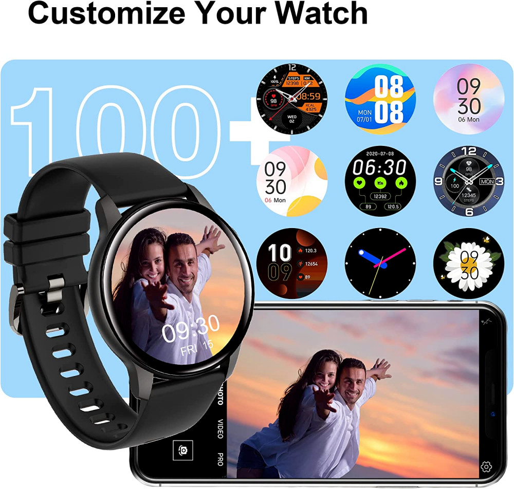 Smart Watches for Men Women, Smartwatch Samsung iPhone Android Phones Black