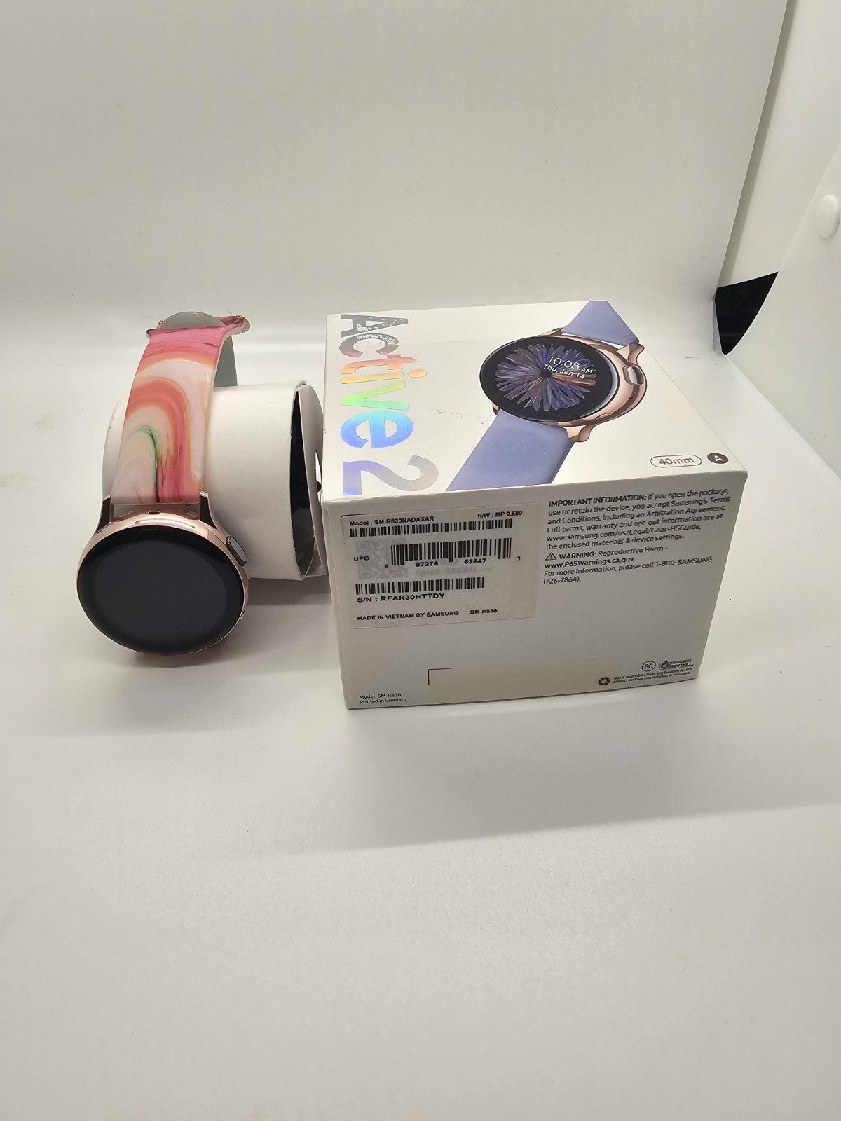 Samsung Galaxy Watch Active 2 SM-R830 40mm Aluminum Case with Multi Colored Band
