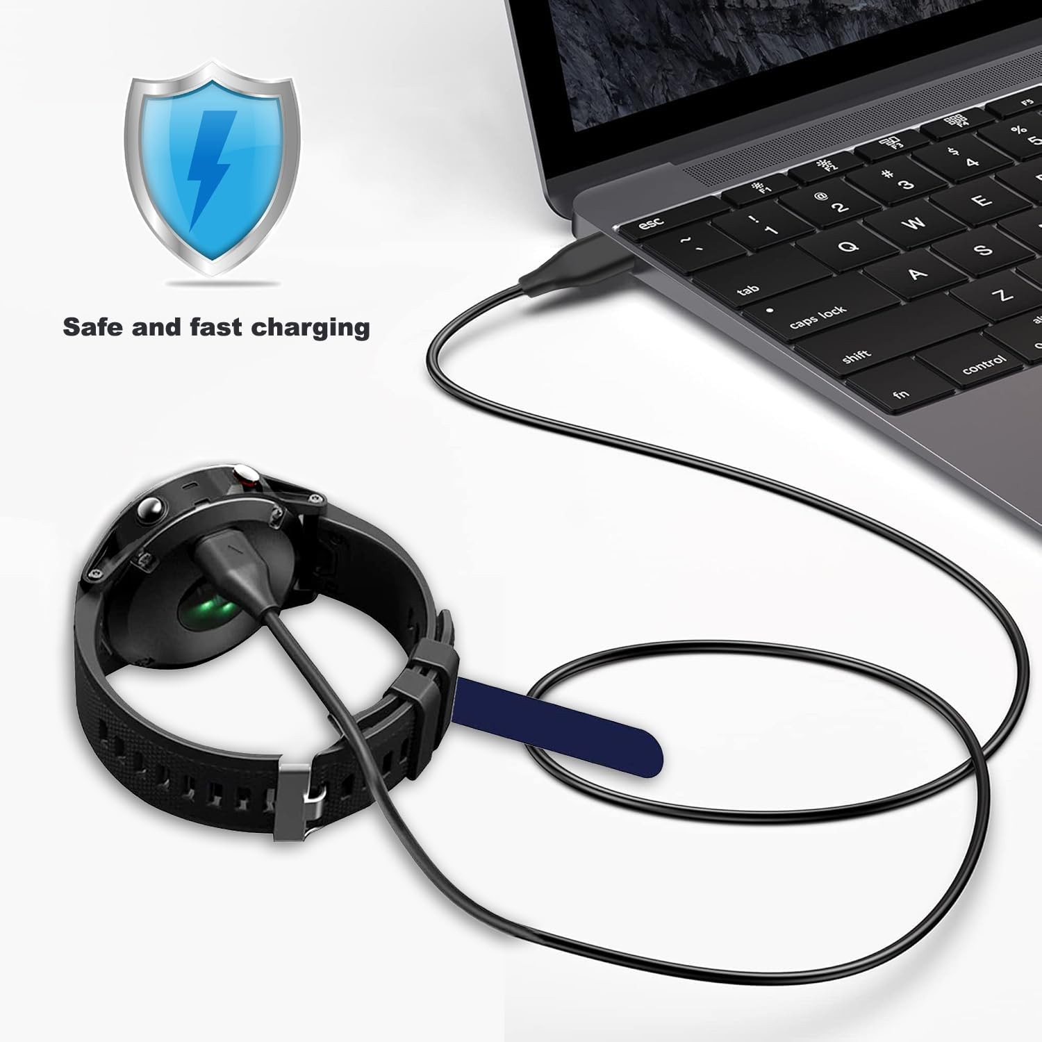 2-Pack USB-C & USB-A Charging Cable for Garmin Watch, Fast Charging 3.3ft Cord