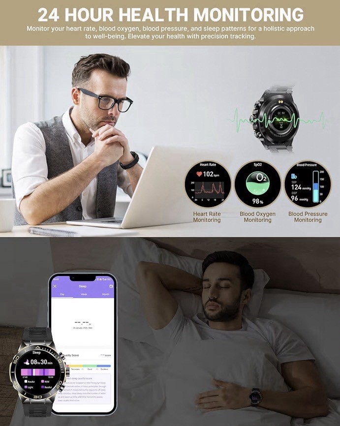 Mens Luxury Smart Watch for iPhone/Android,1.43″ AMOLED HD Screen,$150 On Amazon