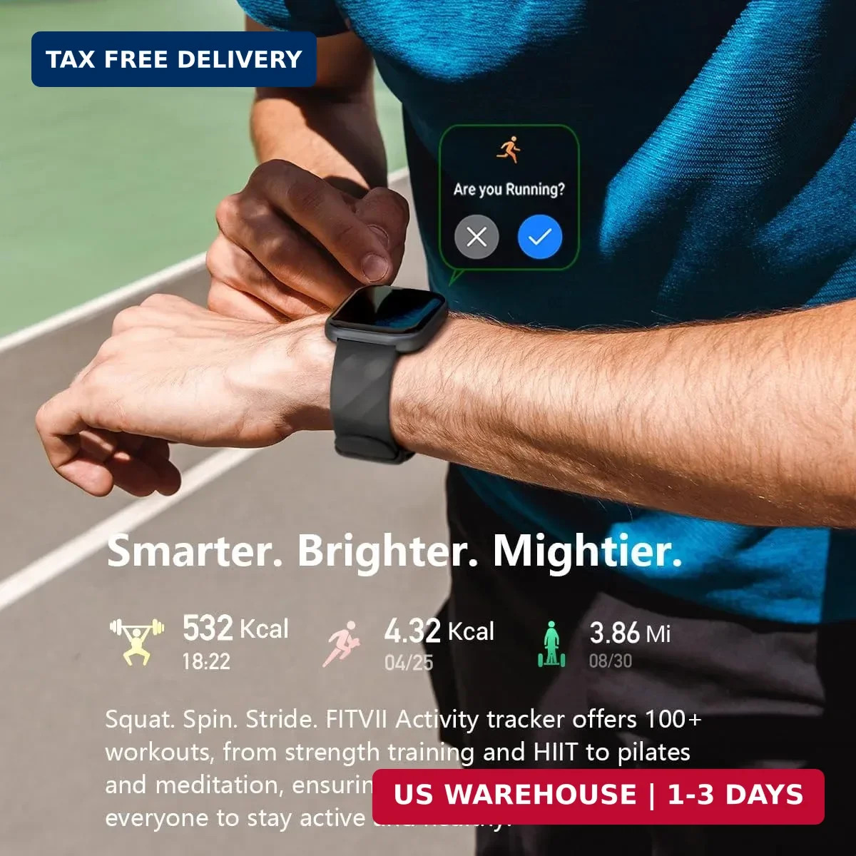 FITVII Health & Fitness Tracker (Answer/Make Calls), Smart Watch with 24/7 Heart