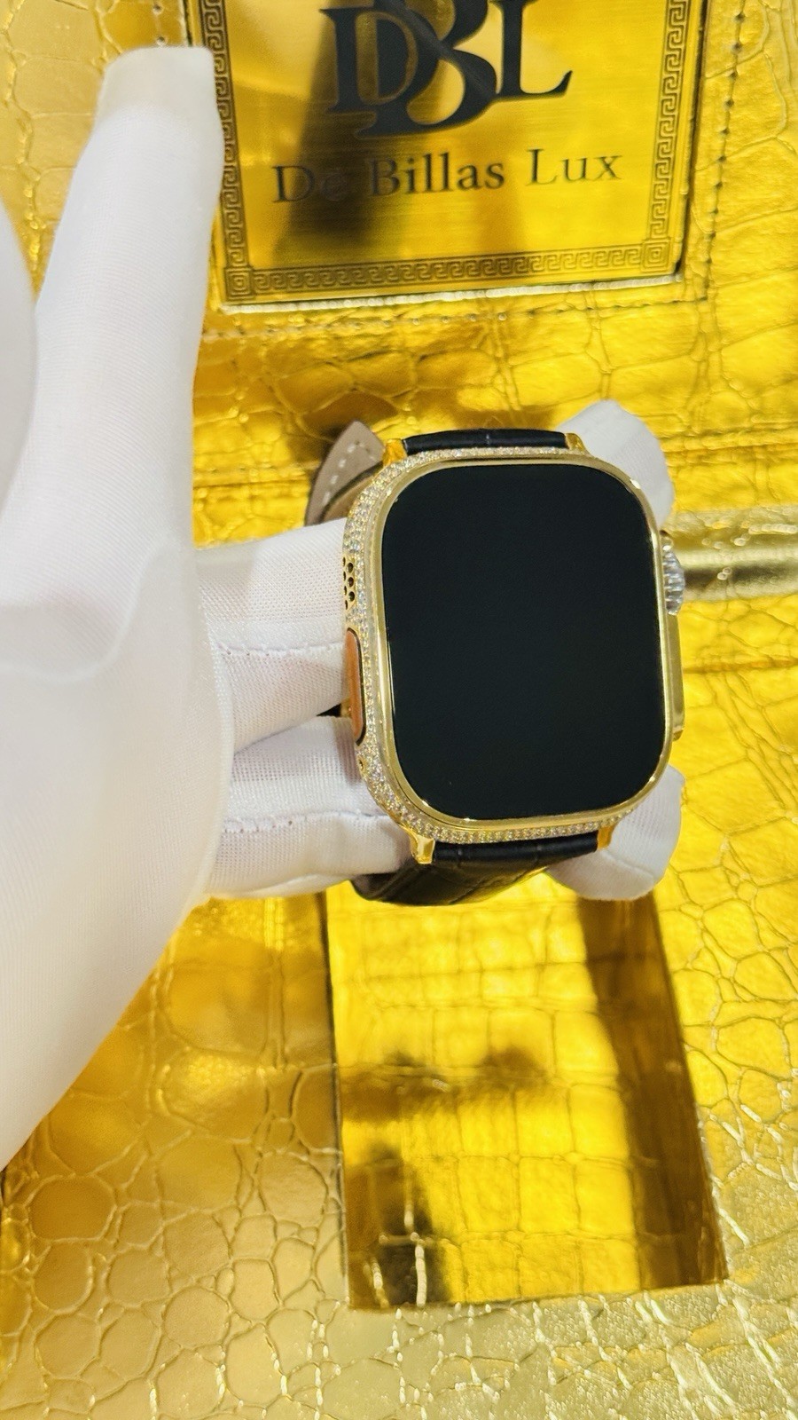 ✅ Custom 24k Gold Apple Watch Ultra 2 Zircon Diamonds + Luxury Box | Authentic ✅