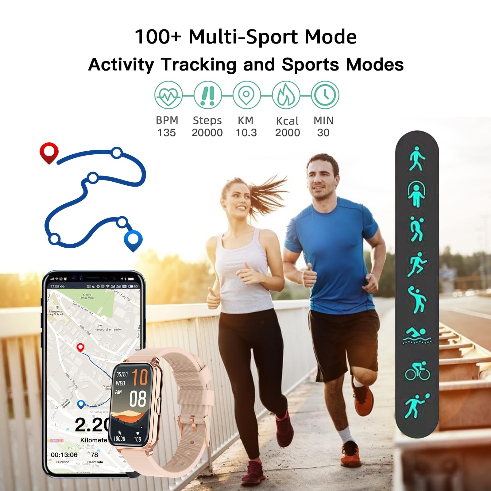 Smart Watch Fitness Tracker Make/Answer Calls for Women Men with Heart Rate B…