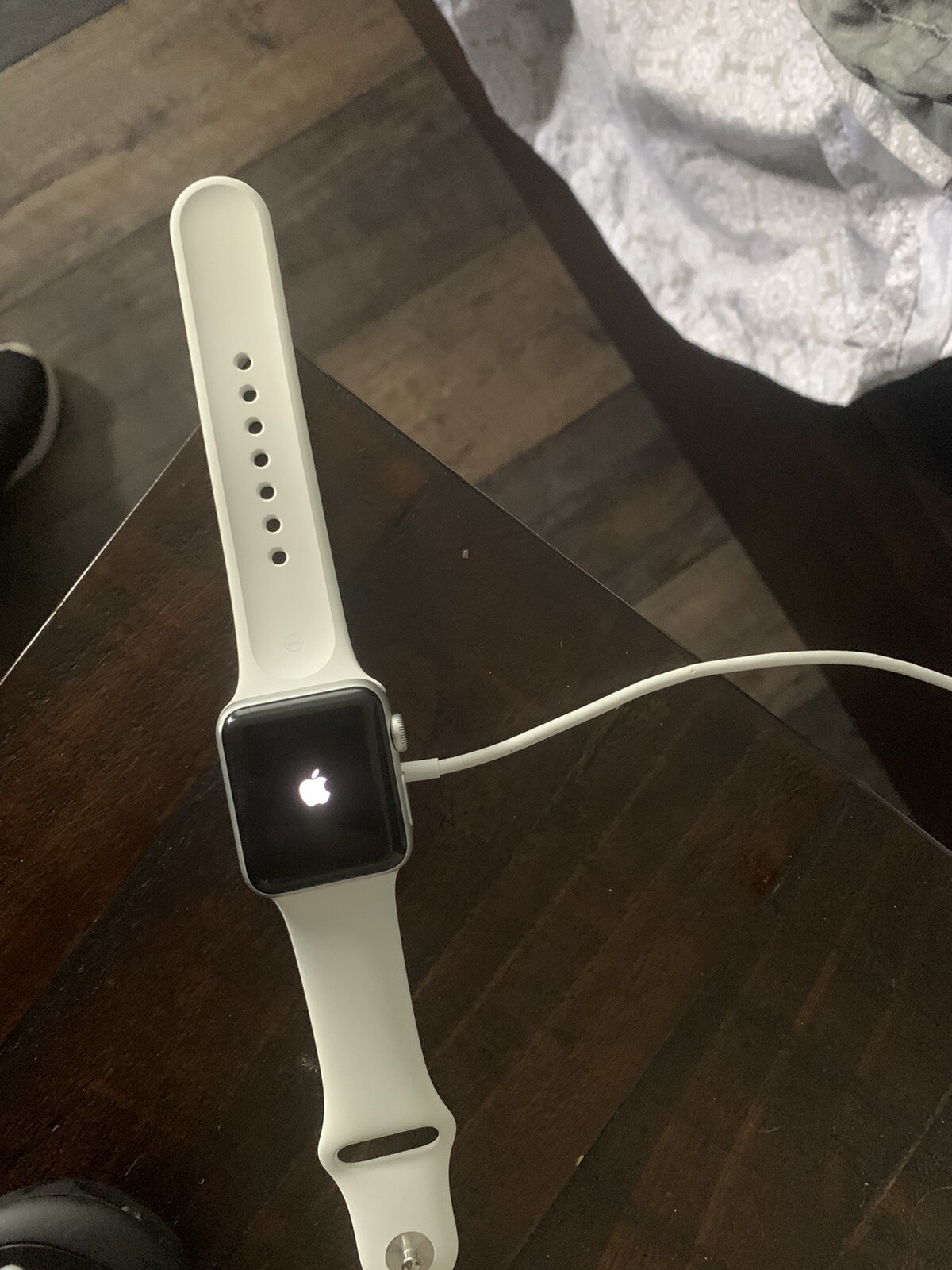 Apple Watch Series 3 38 mm Silver Aluminum Case White Sport Band Smartwatch -…