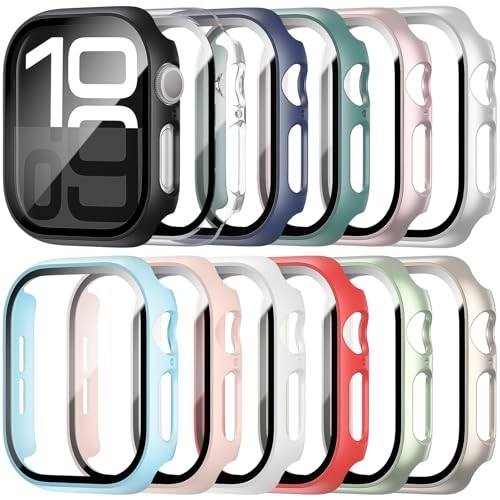 12 Pack Case for Apple Watch Series 11/10 46mm with Tempered Glass Protector