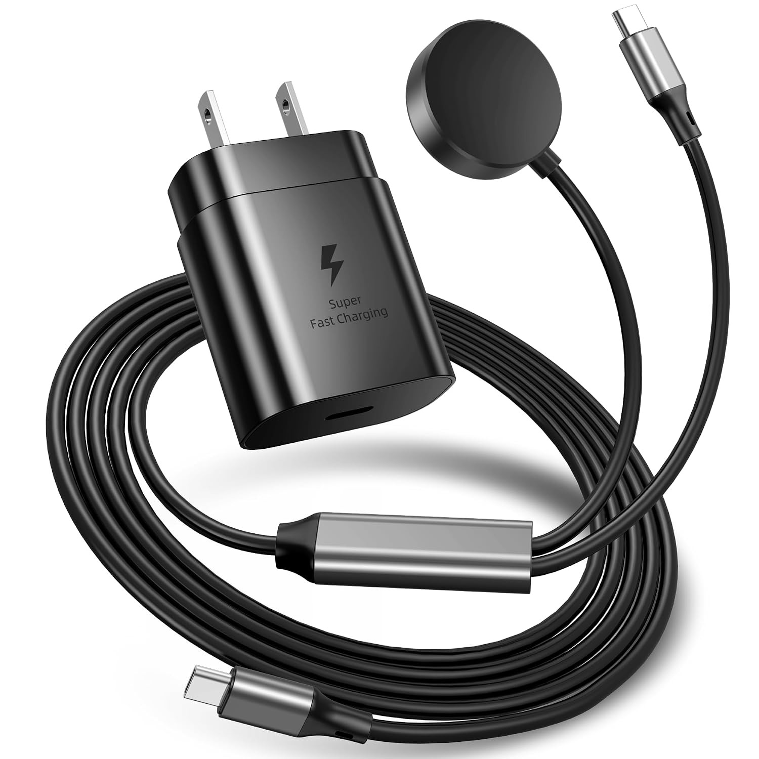 25W USB C Fast Charger for Galaxy Watch & Buds, 2 in 1 Samsung Watch Charger