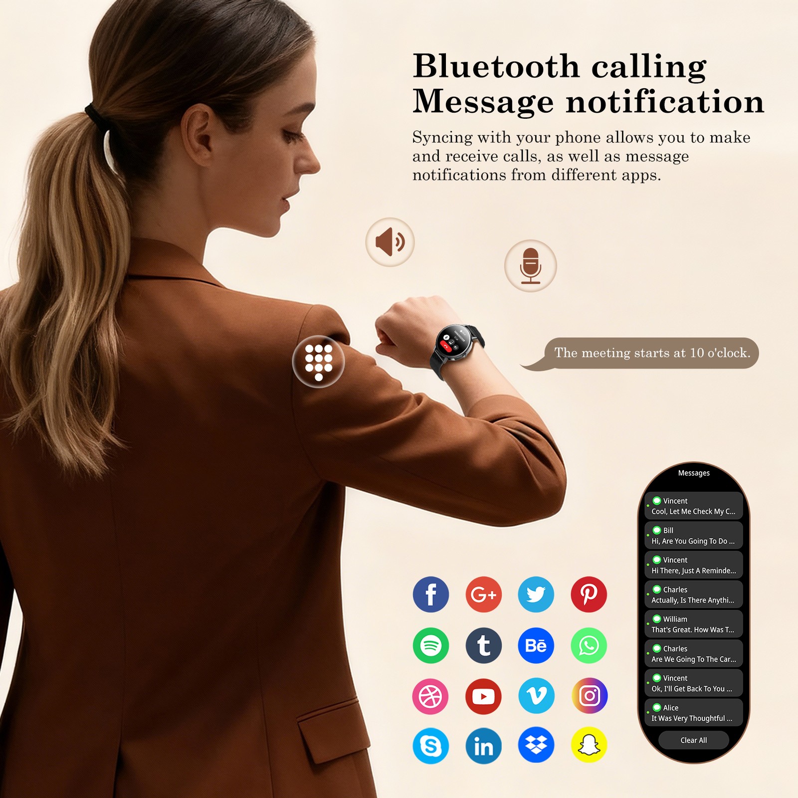 Blackview Smart Watch for Women lady with Bluetooth Calls Health Fitness Watches