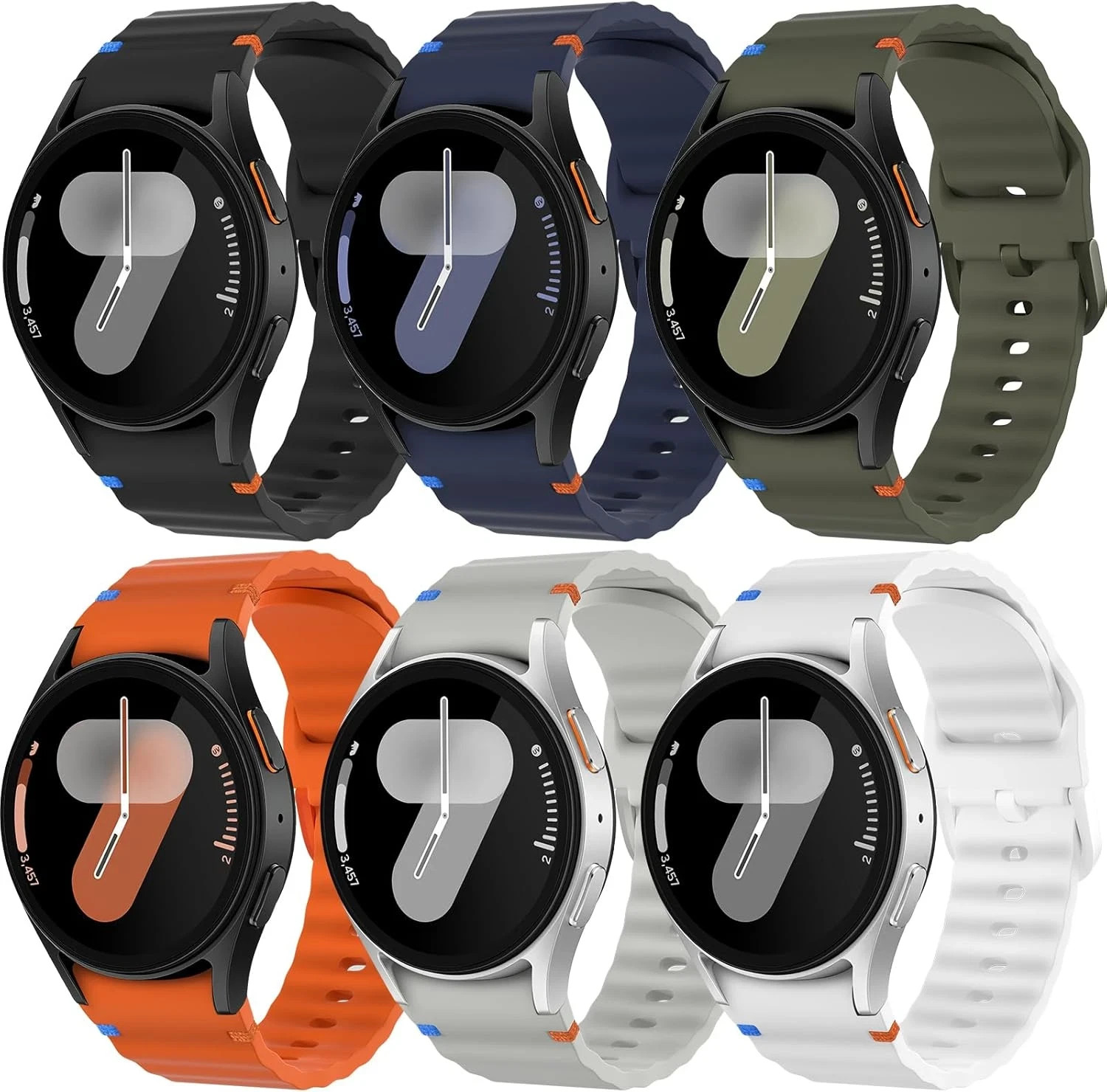 6 Pack Soft Silicone Strap Compatible with Samsung Galaxy Watch 7 40Mm 44Mm
