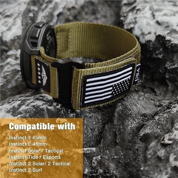 Rugged Tactical Nylon Watch Band for Garmin Instinct 3 45Mm/ Instinct 2 Solar, S
