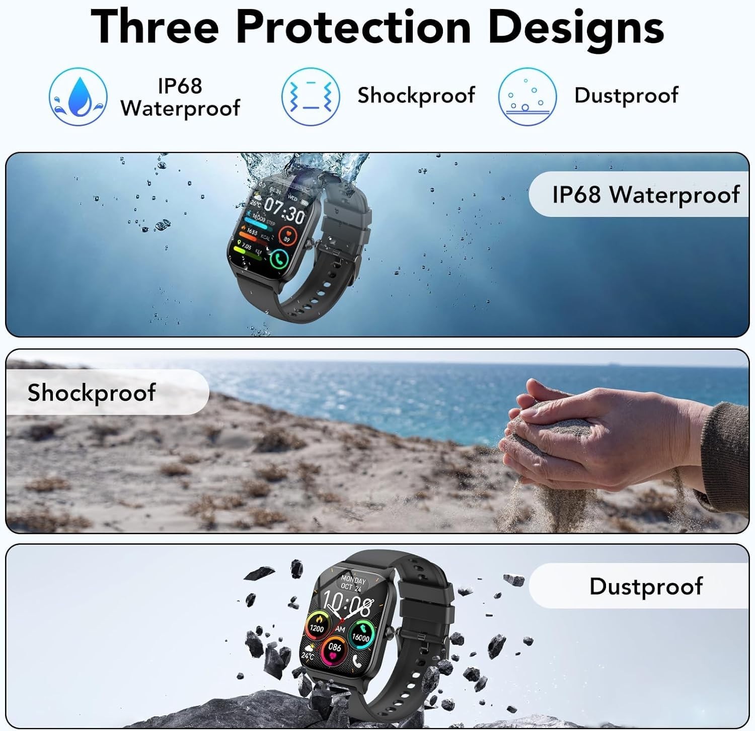 Smart Watch for Men Women 1.85″ Fitness Tracker with Bluetooth Calls