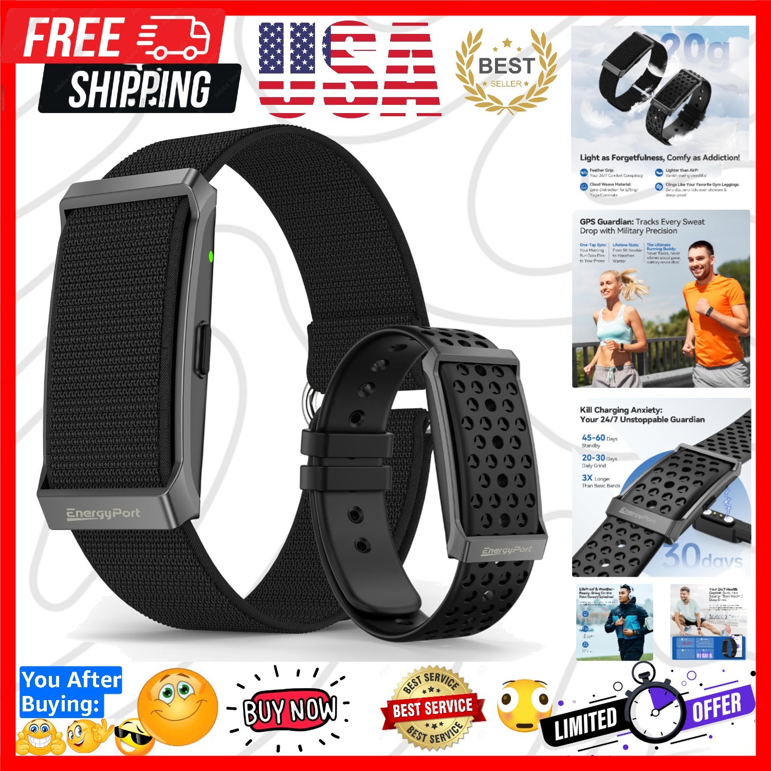 Smart Bracelet, Wearable Activity & Fitness Tracker Band, 24H Sleep Tracker, …