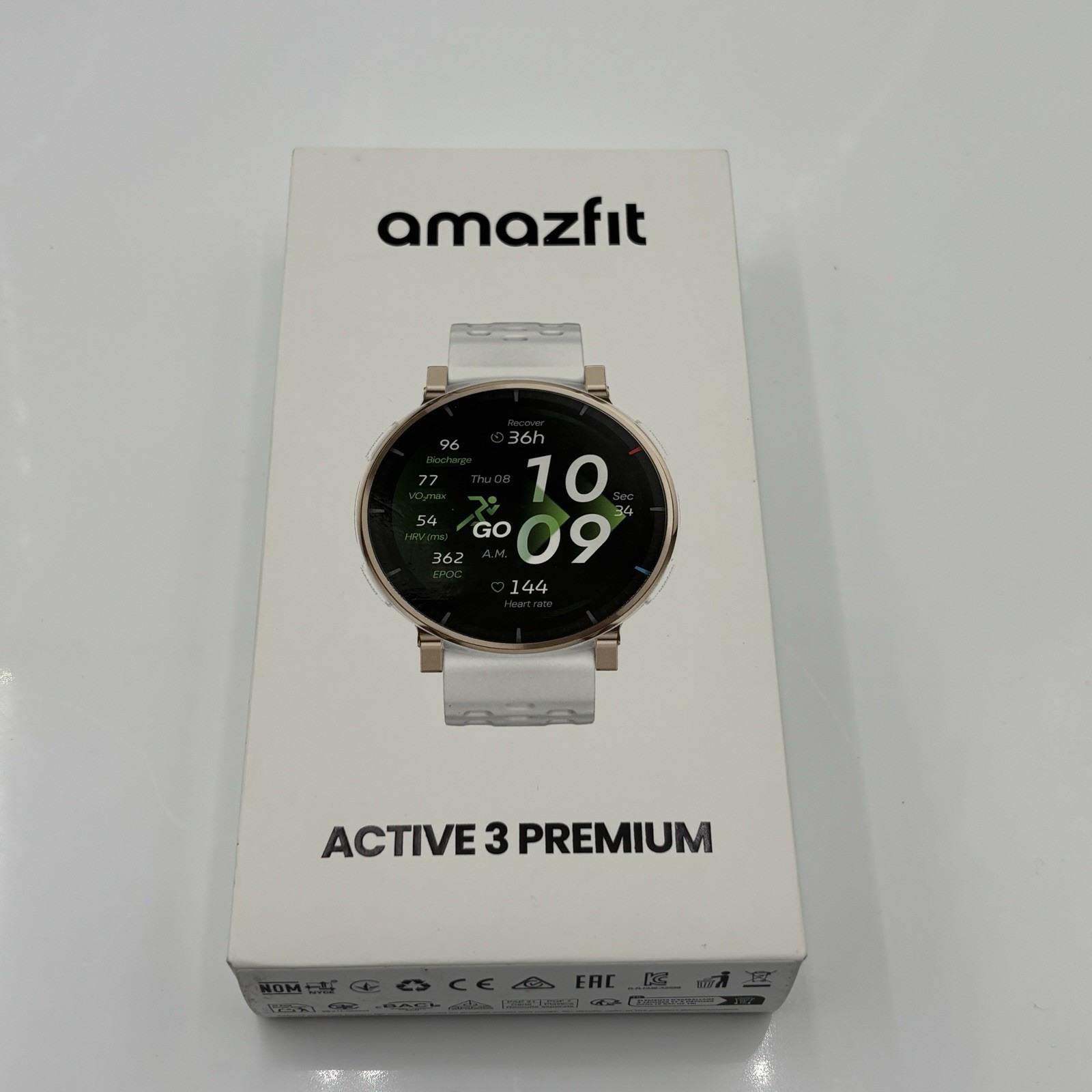 Amazfit Active 3 Premium Smartwatch 45mm GPS Aero White New Sealed Ships Free