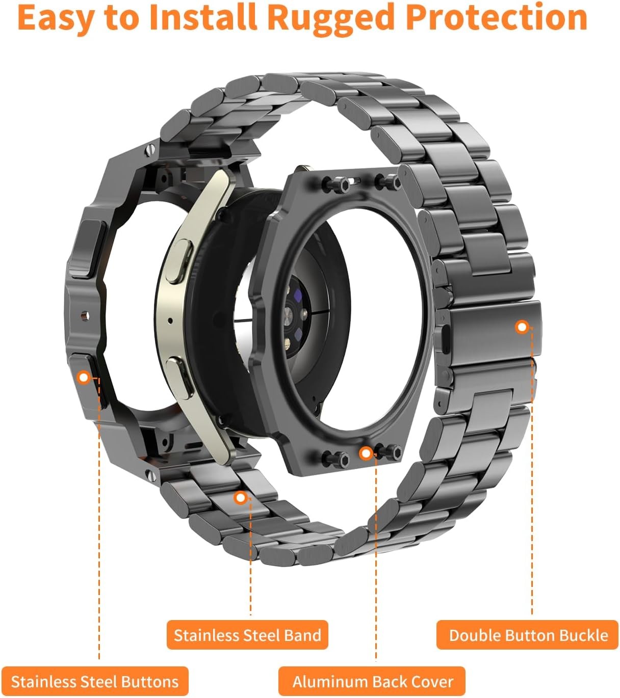 Only Case For Samsung Galaxy Watch 7 44mm Rugged Military Metal Bumper Cover