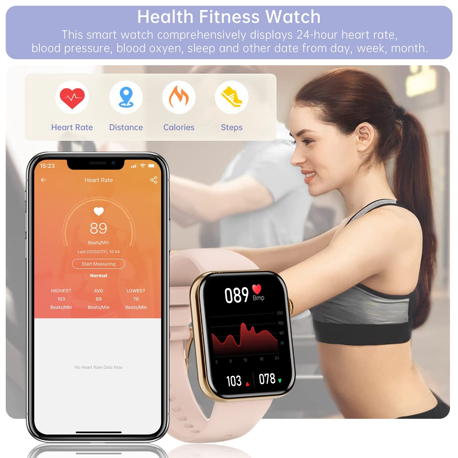 for Men(Answer/Make Calls) 1.85″ HD Fitness Tracker for Android iPhone with S…