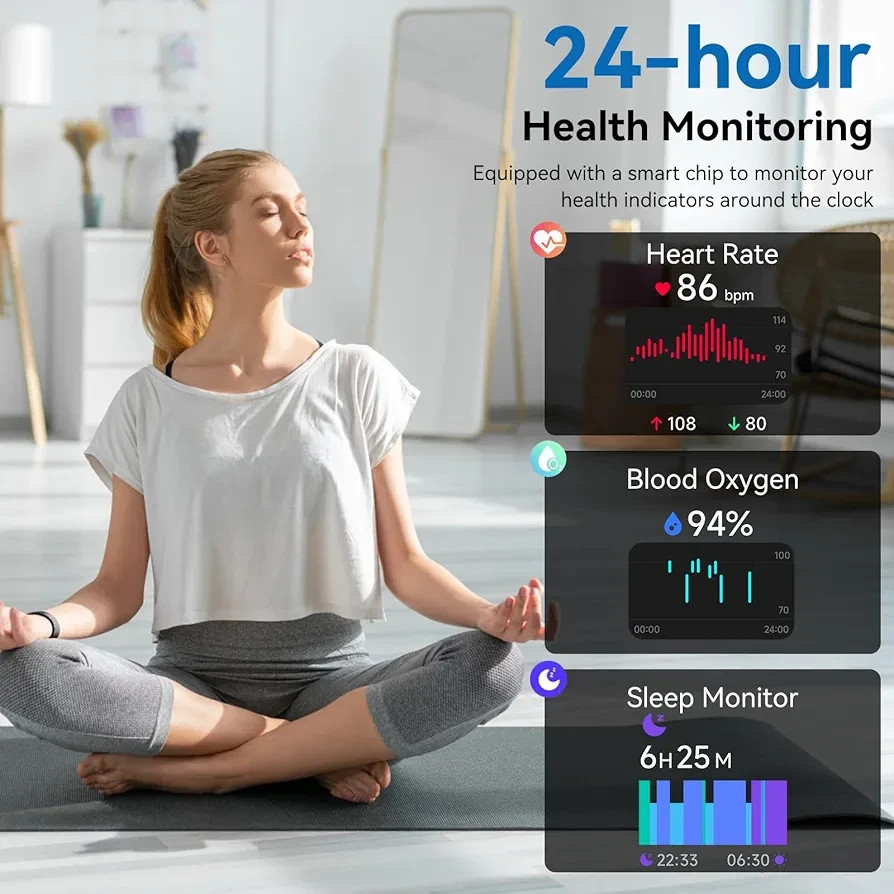 SENBONO Smartwatch w/ Alexa – HD Touch, Bluetooth Calls, Fitness, Waterproof