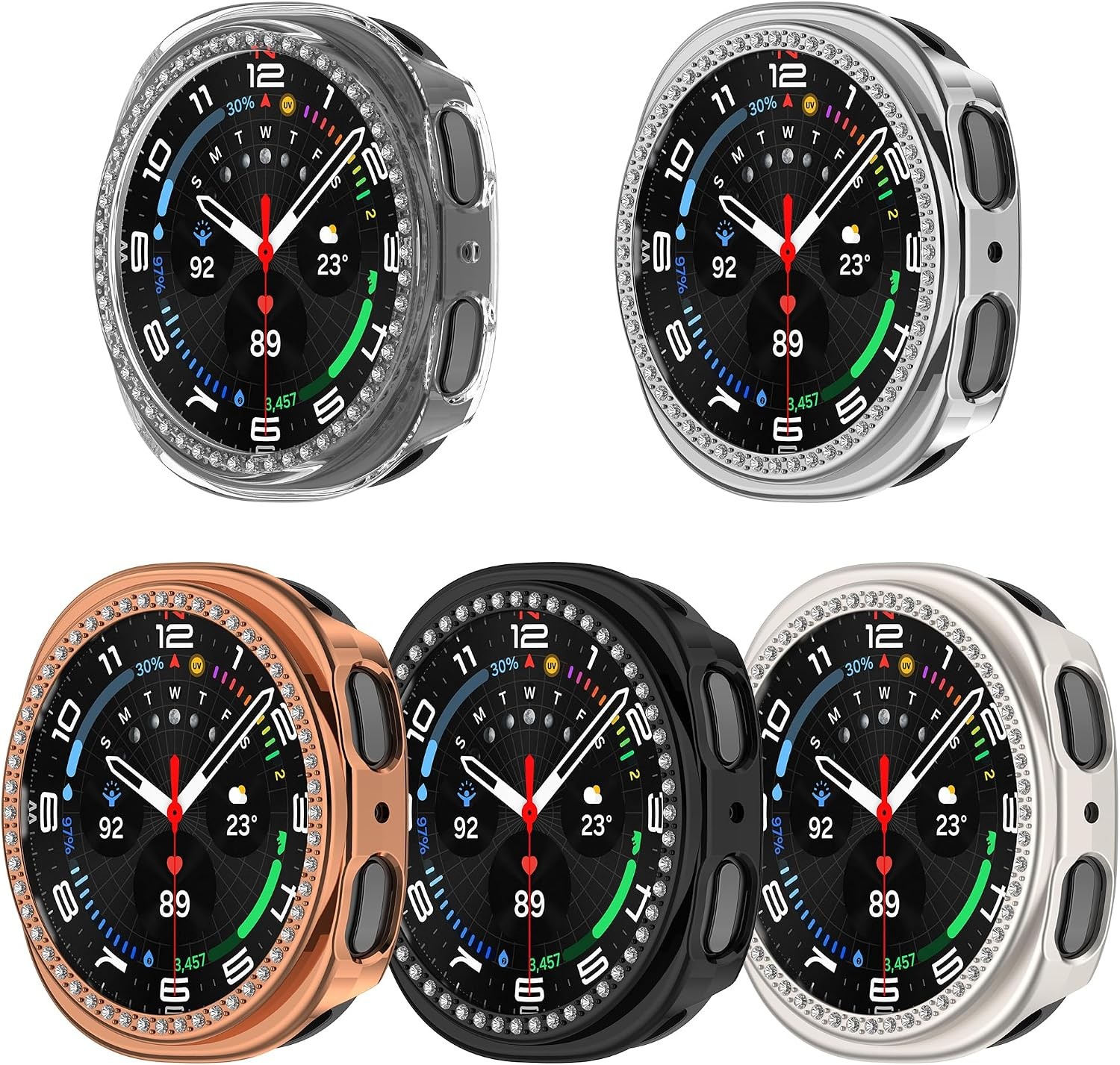 5Pack Bling Bumper Case For Samsung Galaxy Watch 9 40mm, Watch 8 40mm Cover