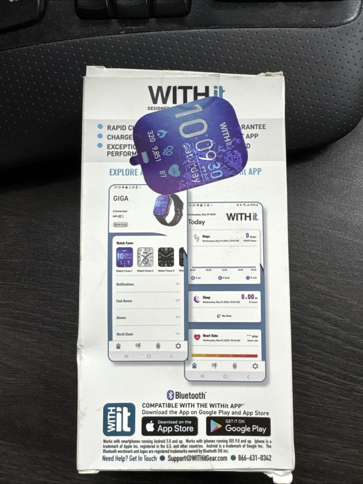WITHit Giga HD Amoled Touchscreen Smartwatch NEW OPEN BOX Black