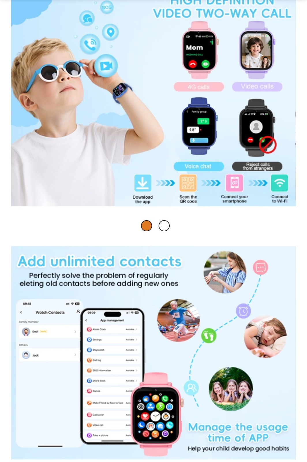 4G Kids Smart Watch for Boys Girls, Kid Watch Phone Ages 4-12 with Call, GPS,…