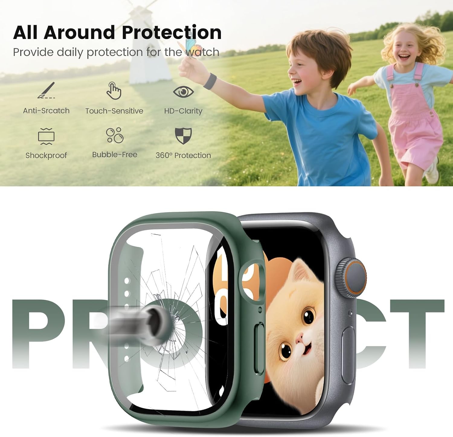 Nylon Elastic Solo Loop and Protective Cover for Apple Watch 38mm 40mm 41mm 44mm
