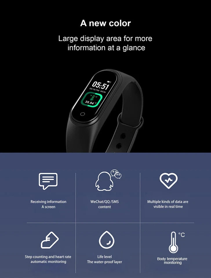 M6 Smart Band Watch Bracelet Wristband Fitness Tracker Blood Pressure Heartrate