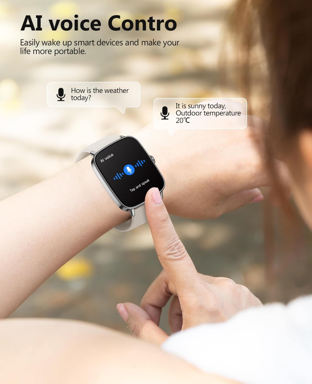 SOUYIE Smart Watches Women Men, 1.85″ AI Voice Smartwatch, 24/7 Heart Rate