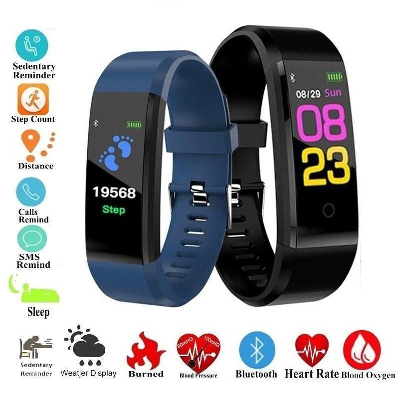 Fitness Smart Watch Activity Tracker Heart Rate For Women Men Oxygen BP Monitor