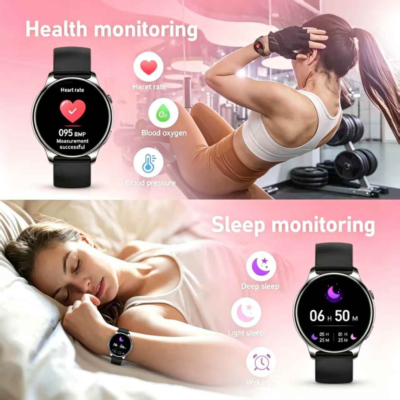 Brand New Women’s Dopamine Sports Smart Watch with Black Rubber Strap 52mm