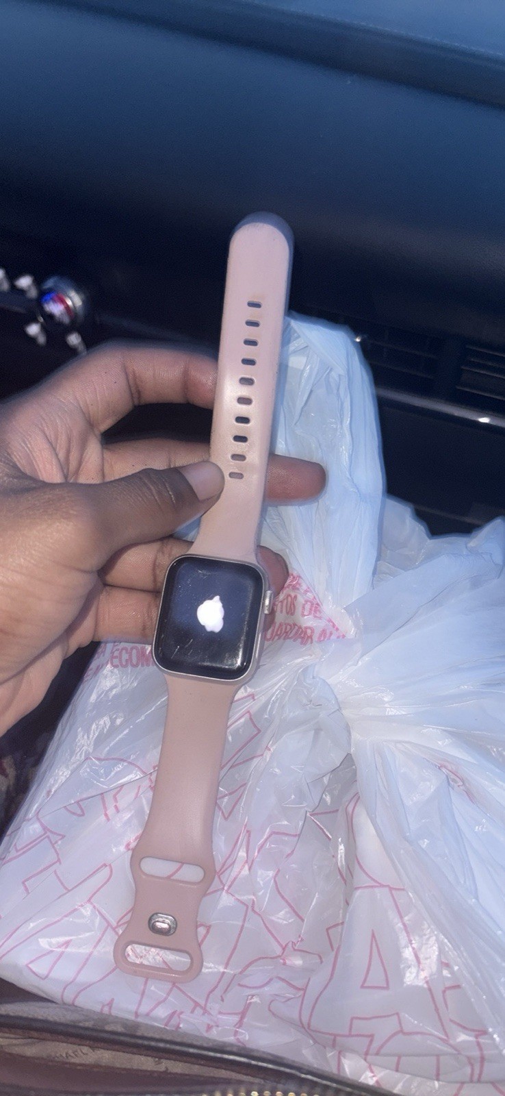 Apple Watch 40mm Silver Aluminum Case Touchscreen Pink Silicone Band iOS
