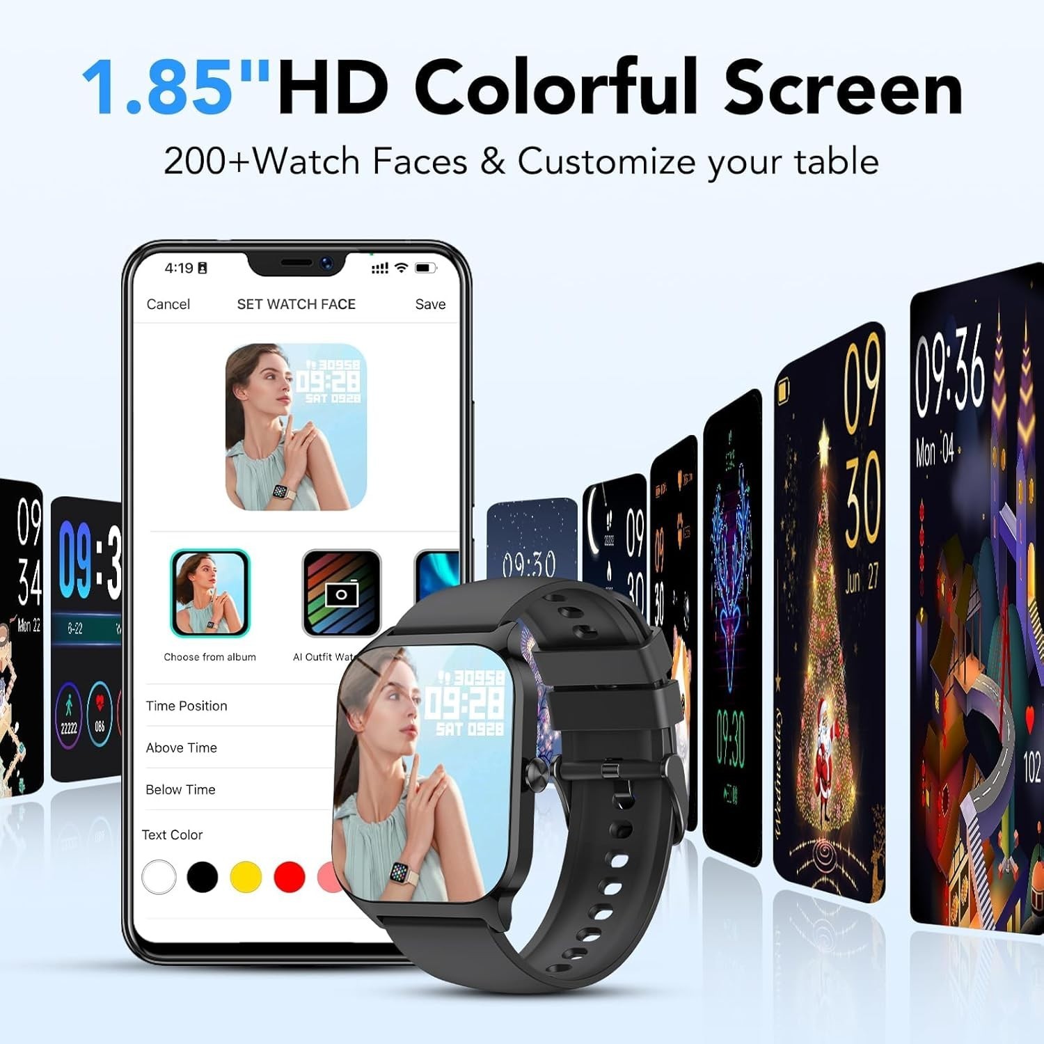 Smart Watch for Men Women 1.85″ Fitness Tracker with Bluetooth Calls