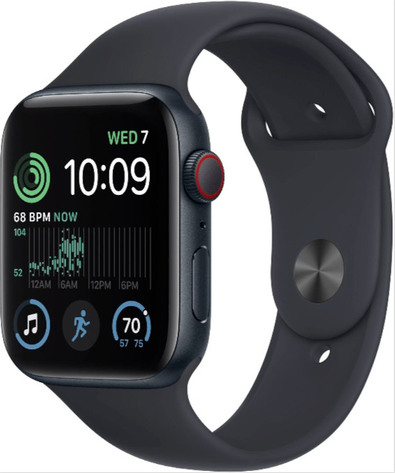 Apple Watch SE (2022) 44mm Midnight Case with Sport Band, Cellular – Acceptable