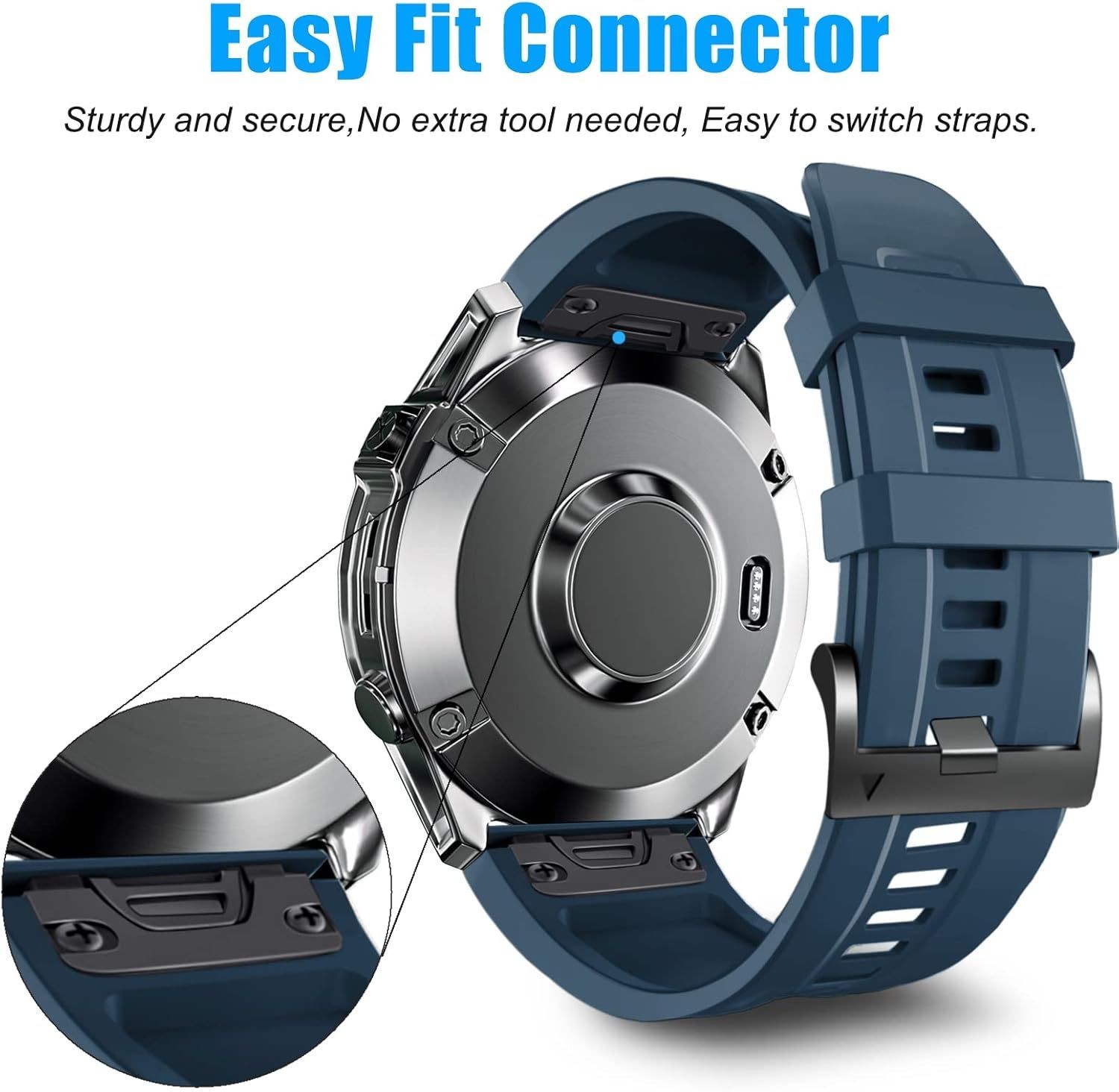 22mm Silicone Strap Compatible with Garmin Fenix 8 Pro 47mm, Forerunner 970