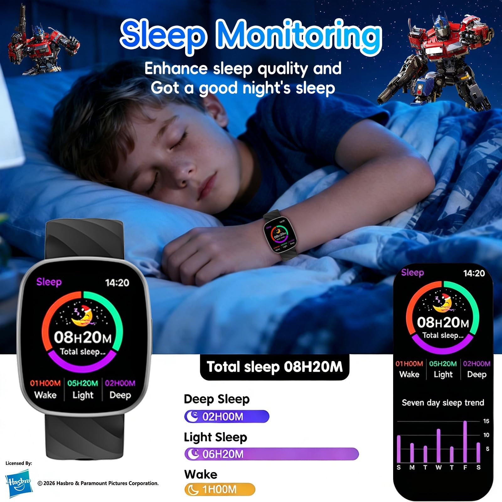 Transformers Kids Smart Watch for Boys and Girls,1.78″ HD Touchscreen Fitness…