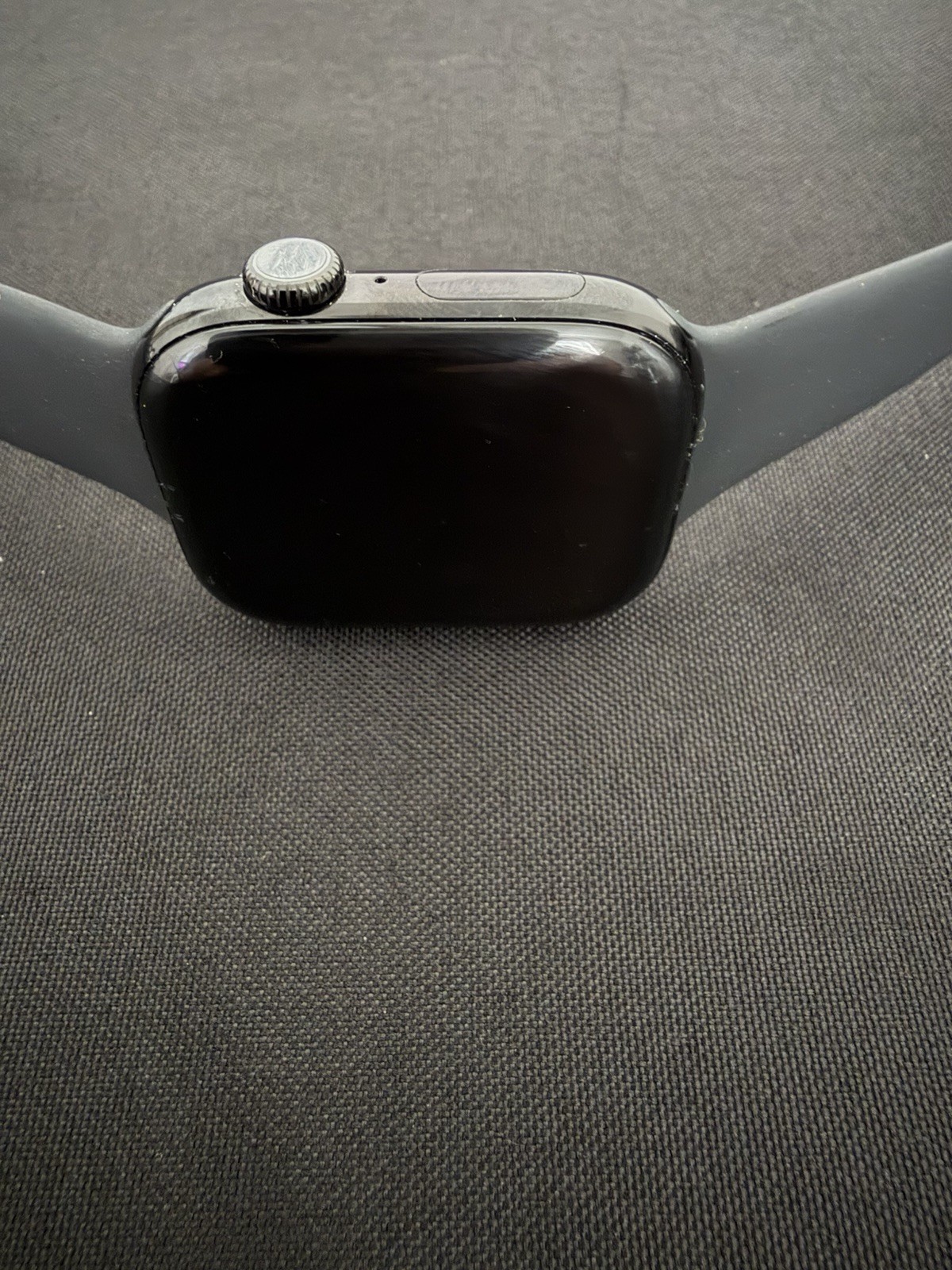 Black 46mm Smart Watch with Gray Rubber Band M/L, Modern Design, Comfortable Fit
