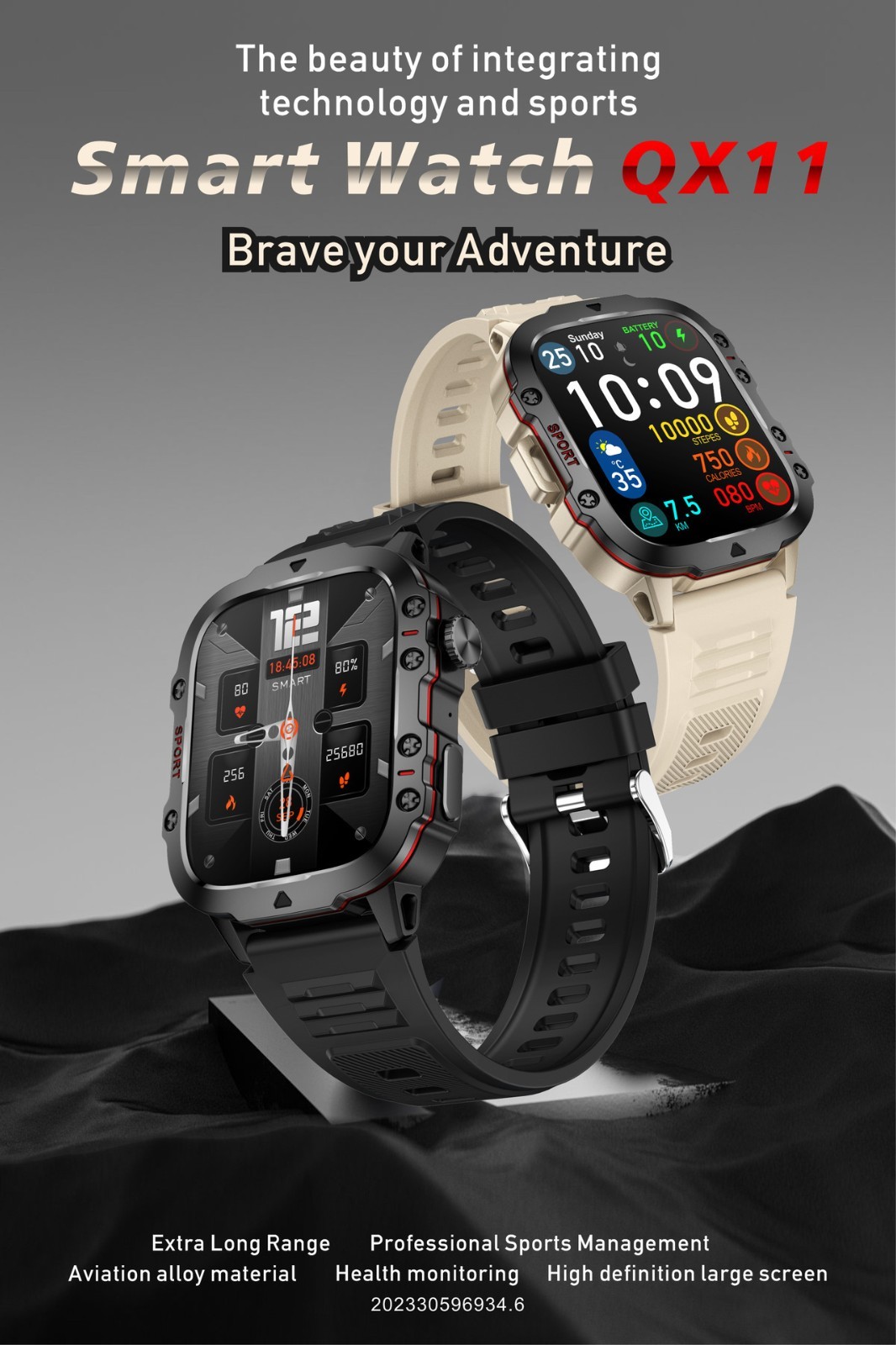 Smart Watch 1.96″ HD Waterproof Fitness Tracker Heart Rate Monitor Long Battery