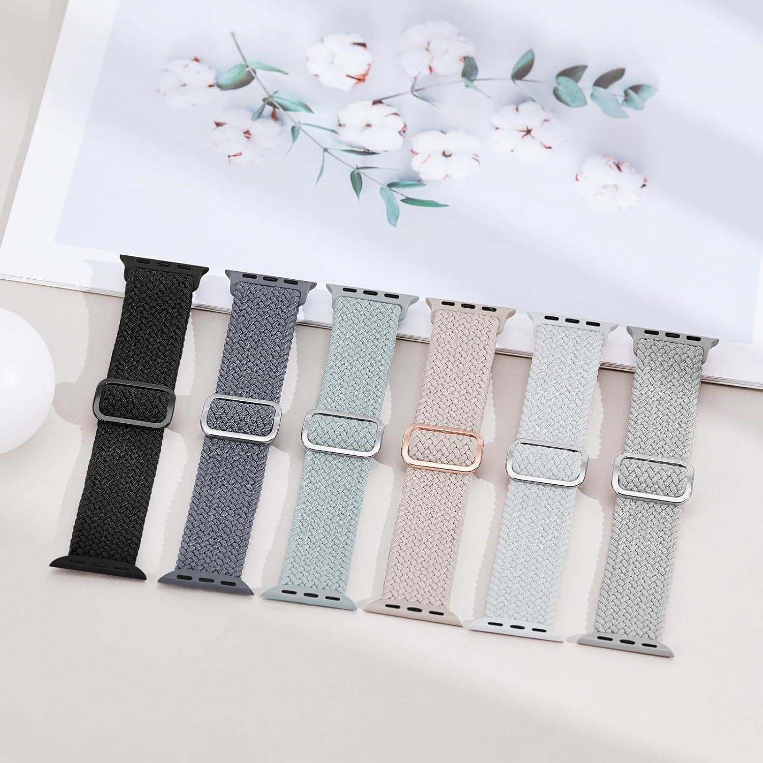 6 Pack Braided Stretchy Strap Compatible with Apple Watch 38mm 40mm 41mm