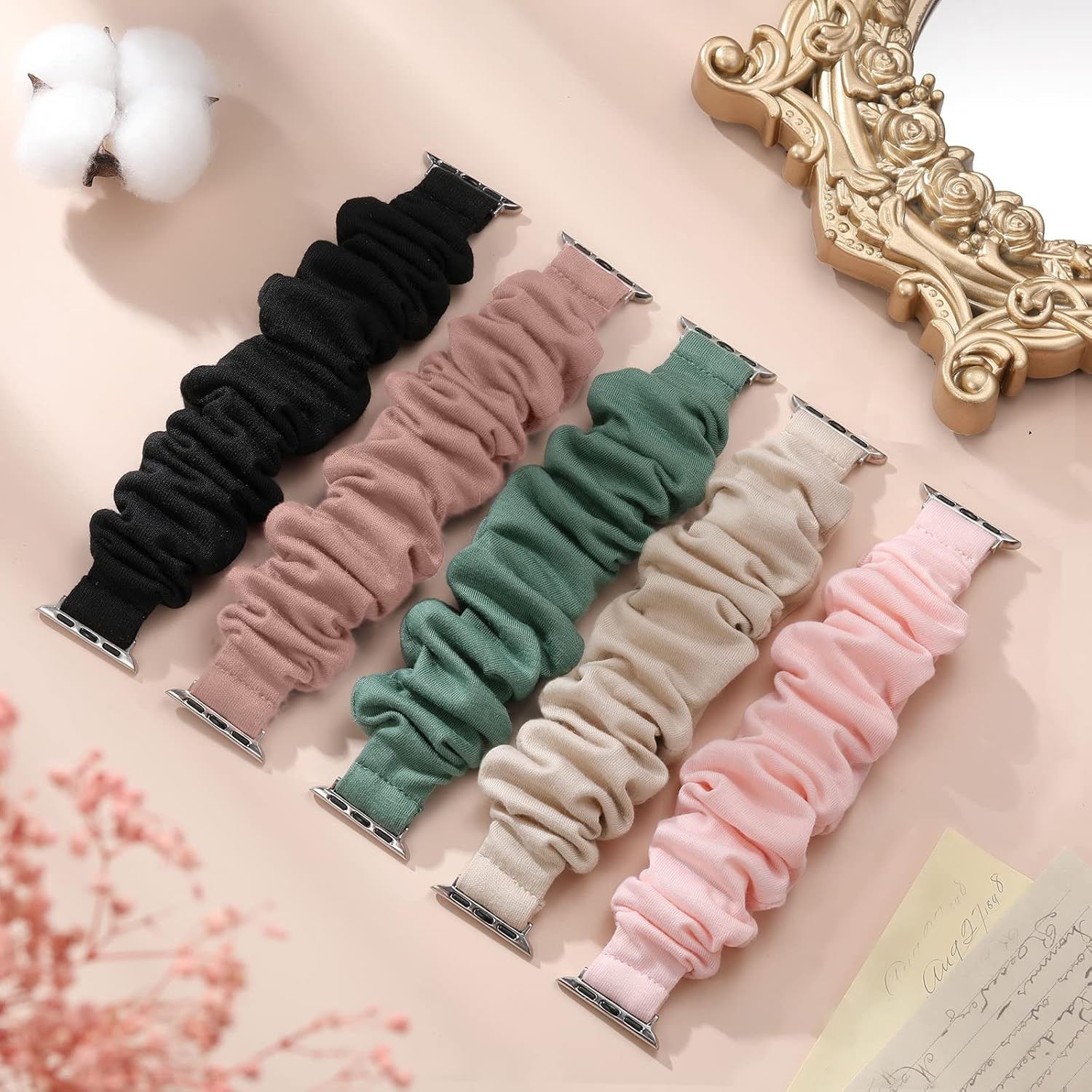 Scrunchie Band for Apple Watch Series 8/7 40mm 38mm Adjustable Soft Fabric